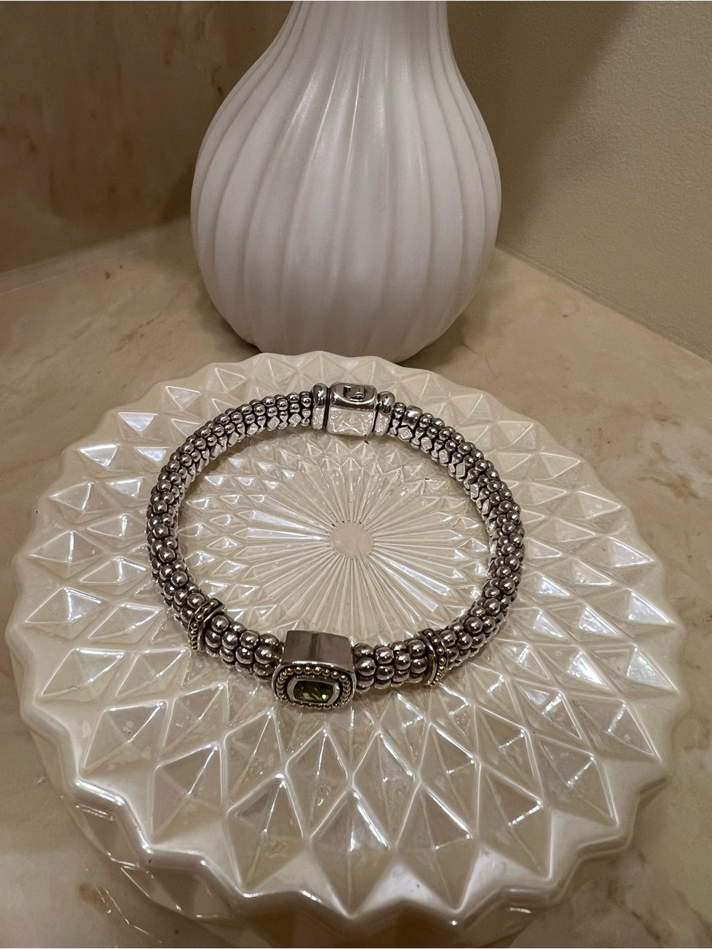LAGOS 18K Yellow Gold & Sterling Silver Peridot Caviar Bracelet - Picture 4 of 16